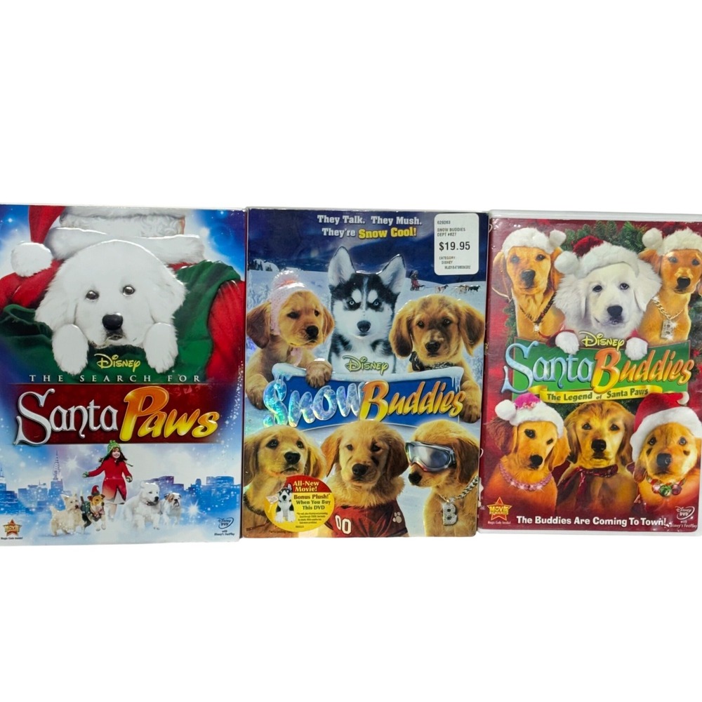 Disney Santa Paws Snow Buddies Santa Buddies 3 DVD Lot Kids Family Holiday Movie